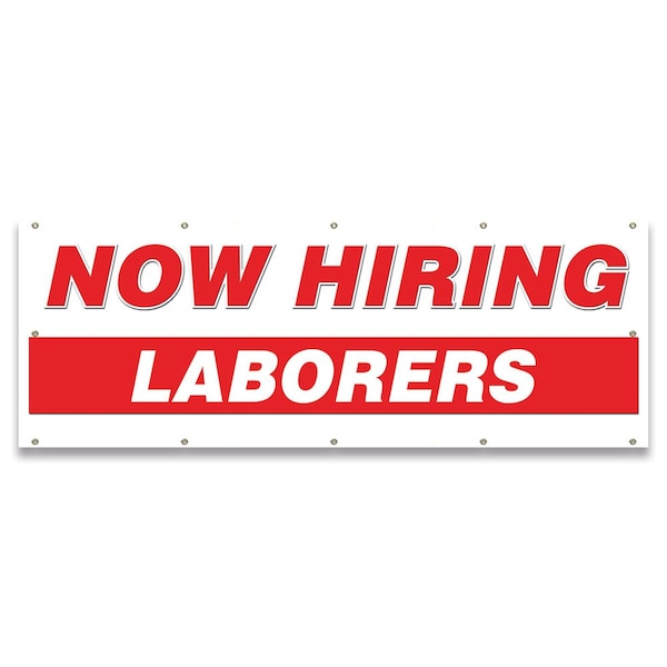 Now Hiring Laborers Banner Apply Inside Accepting Application Single Sided